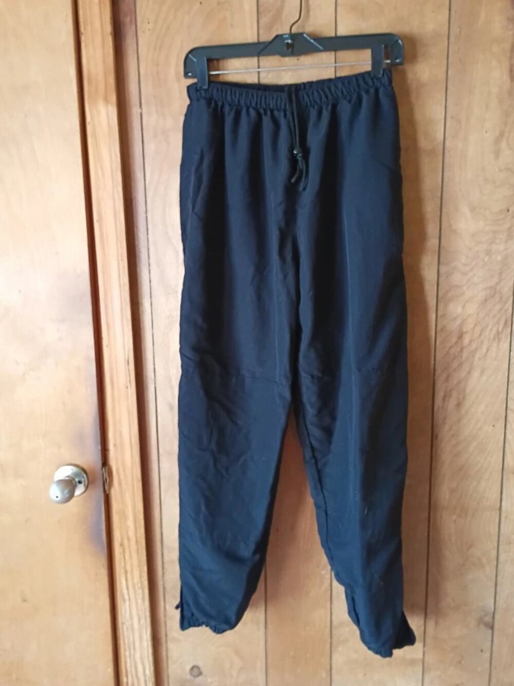 OuterSport Navy Blue Nylon Pants Size Large Elastic Drawstring Waist Zip Cuffs